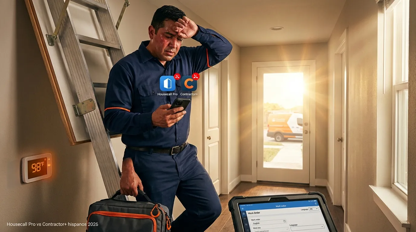 Housecall Pro vs Contractor+ hispanos 2026