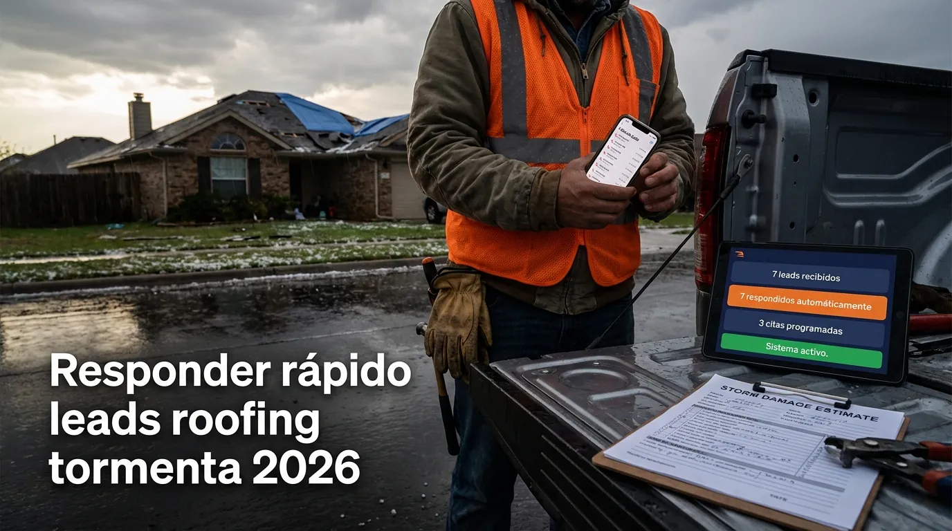 Responder rápido leads roofing tormenta 2026