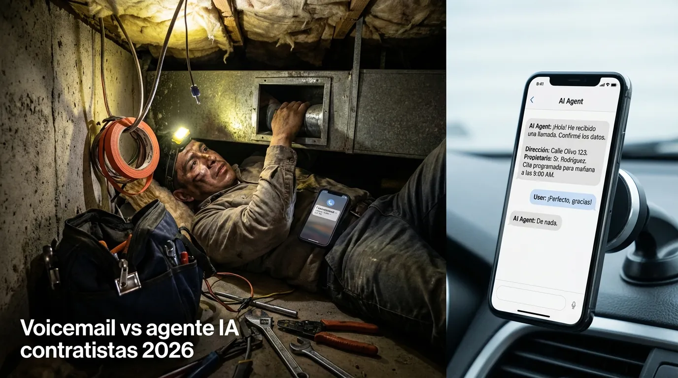 Voicemail vs agente IA contratistas 2026